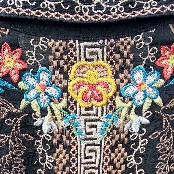 Johnny Was Dress Duster Cover up black embroidered - Picture 5 of 12